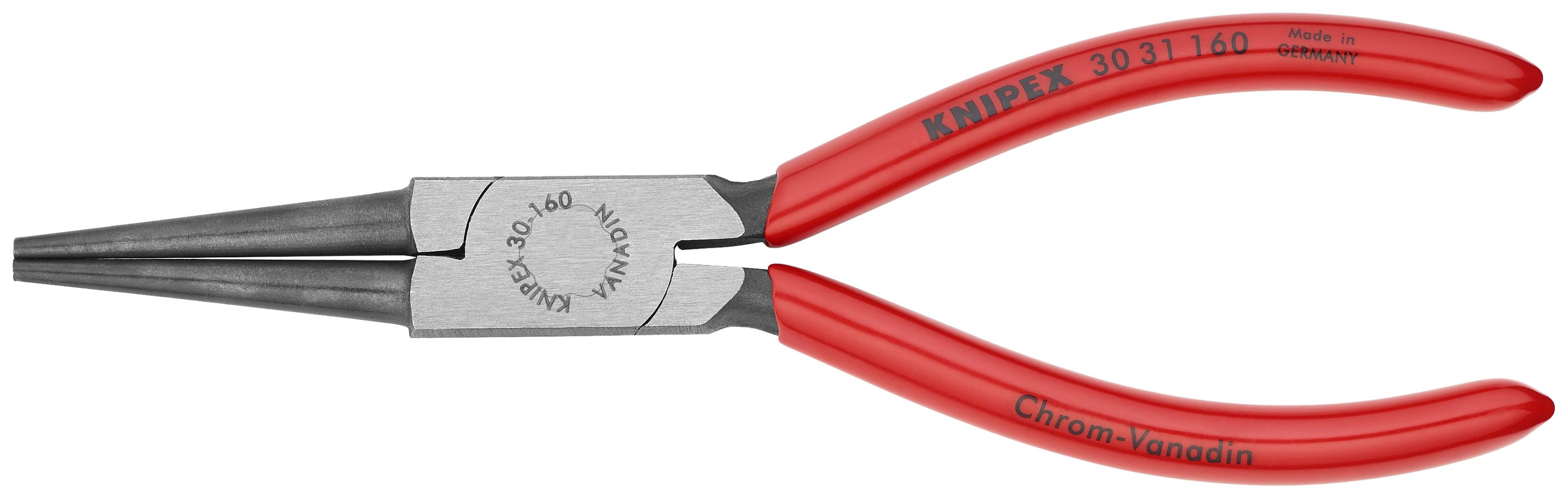 Knipex 6.3 Long Nose Pliers (half-round jaws) - Plastic Grip