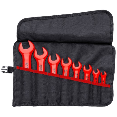 8 Pc Open End Wrench Set, SAE-1000V Insulated | KNIPEX Tools